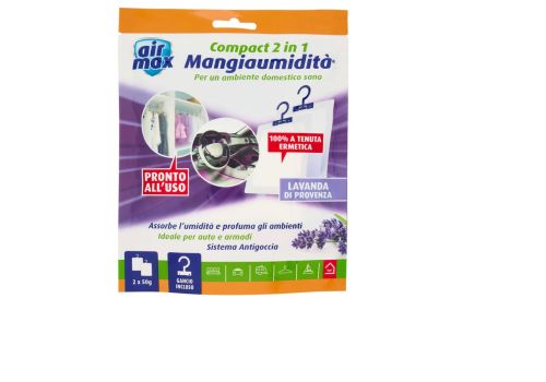 Air Max Lavanda di Provenza mangiaumidità per auto e armadi con sistema antigoccia 2 x 50 grammi