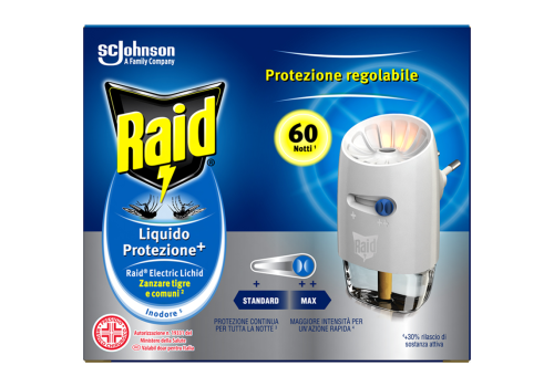 Raid diffusore elettrico antizanzare con ricarica inodore protezione continua 60 notti