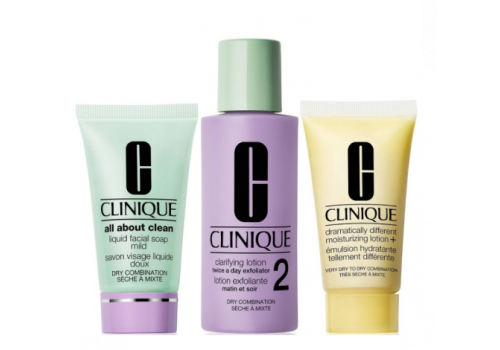 Clinique skin school kit 3 step routine cofanetto detergenza pelle normale-secca