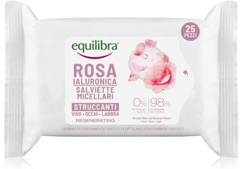 Rosa Ialuronica salviette micellari struccanti per viso occhi e labbra 25 pezzi