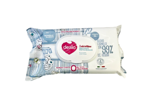 Dealo salviettine xl igienizzanti acqua pura 72 pezzi