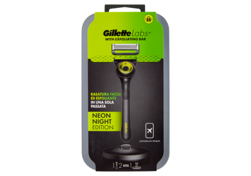 Gillette labs neon night edition trafilo rasoio + 2 lame