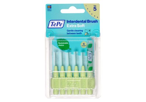 TePe Extra Soft Verde ISO 5 scovolino con setole extra soft per rimuovere la placca interdentale 6 pezzi