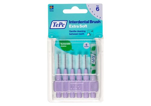 TePe Extra Soft Viola ISO 6 scovolino con setole extra soft per rimuovere la placca interdentale 6 pezzi