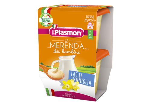 Plasmon La merenda dei Bambini latte vaniglia 2 vaschette da 120 grammi | confezione esterna strappata