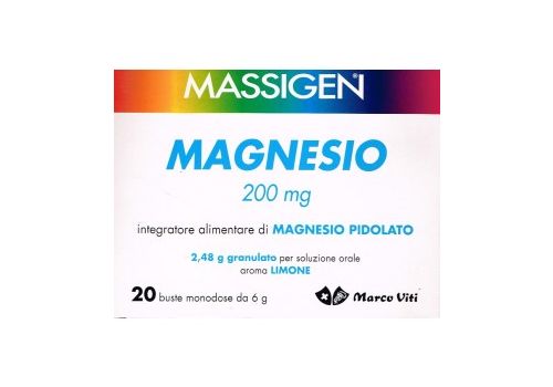 MASSIGEN Magnesio Pidolato Limone 200mg 20bustine