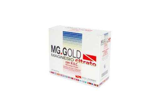 Mg.Gold  integratore per la funzione muscolare e il sistema nervoso  gusto arancia rossa 20 bustine