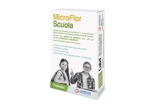 MicroFlor Scuola integratore per la funzione immunitaria e l'equilibrio della flora intestinale 30 compresse masticabili