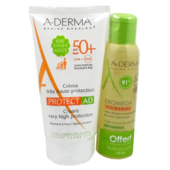A-derma Protect AD spf50 crema protezione solare 150ml + A-derma Exomega olio lavante emolliente 100ml